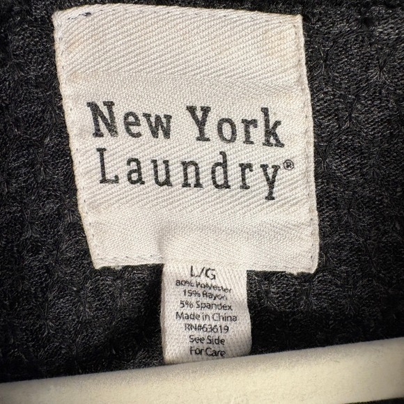 New York Laundry Women's Gray Textured Cowl Neck Tunic Top Button Detail L - Picture 9 of 12